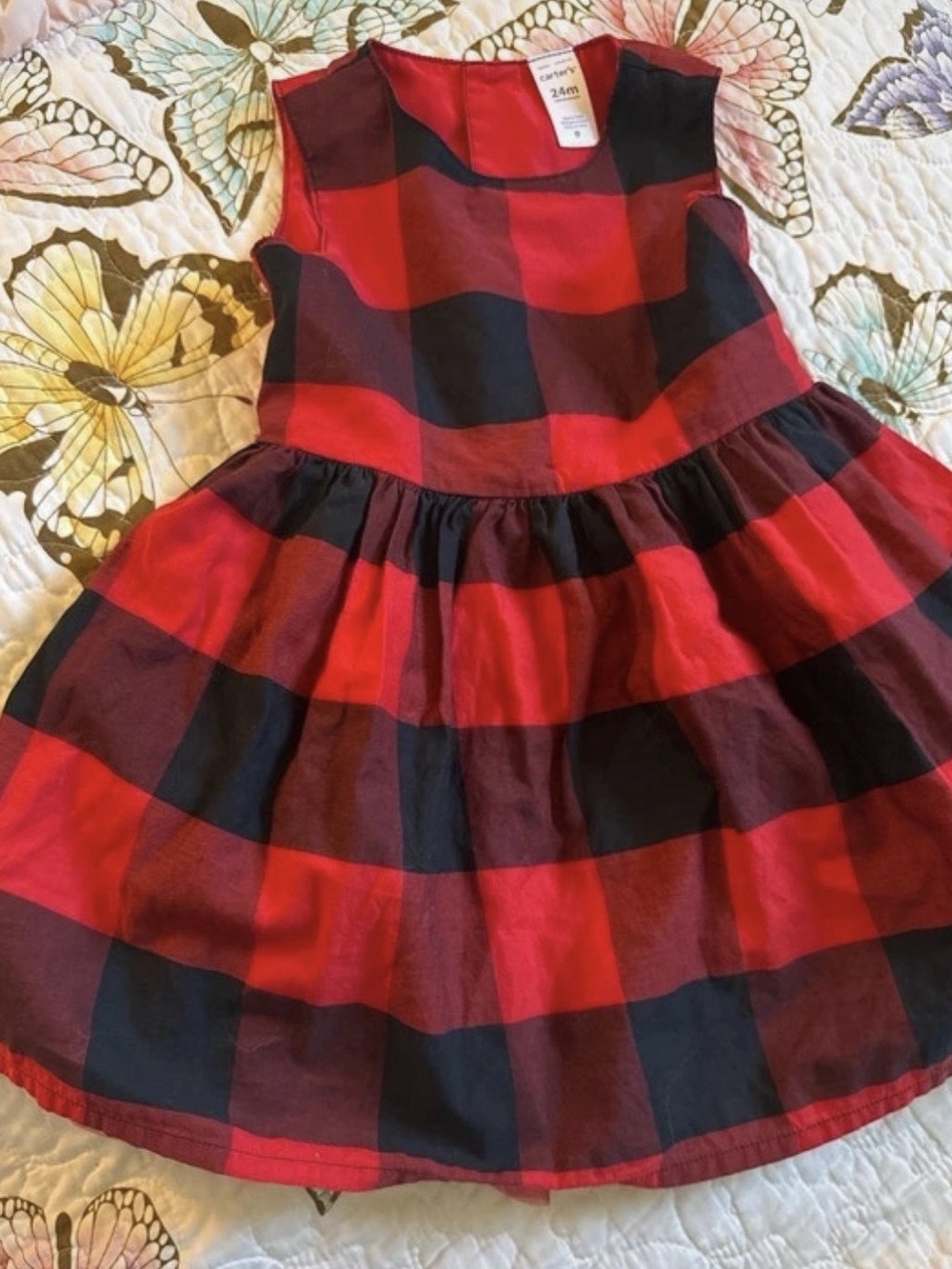 Carter's Buffalo Plaid Tulle Dress Red & Black Size 24 Months